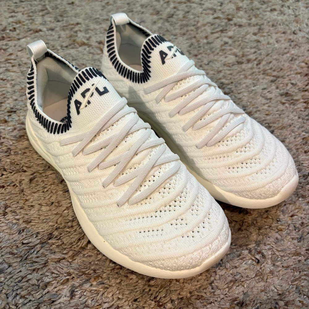 APL Youth White Knit Slip-On Sneakers with Iron Grey Trim